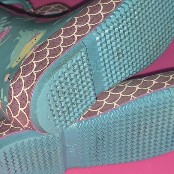 Mermaid Wellies Gray Fleece Lined Rain Boots w/easy-on handles ✨️ Trim, 9/10 - Picture 6 of 15